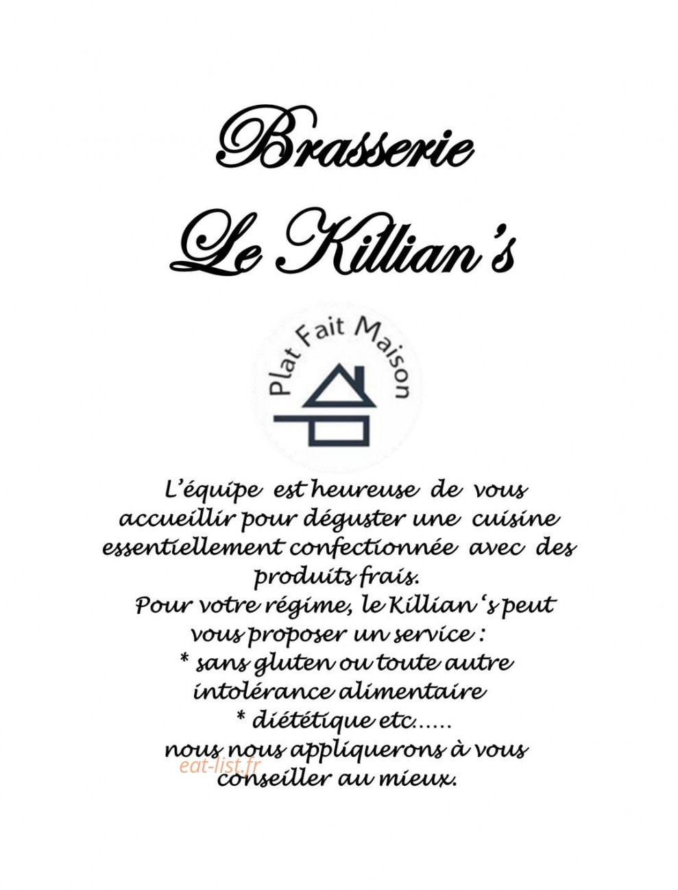 Le killian's — carte page 1