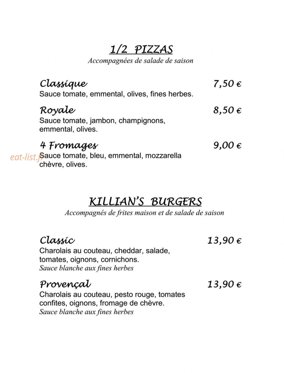 Le killian's — carte page 8