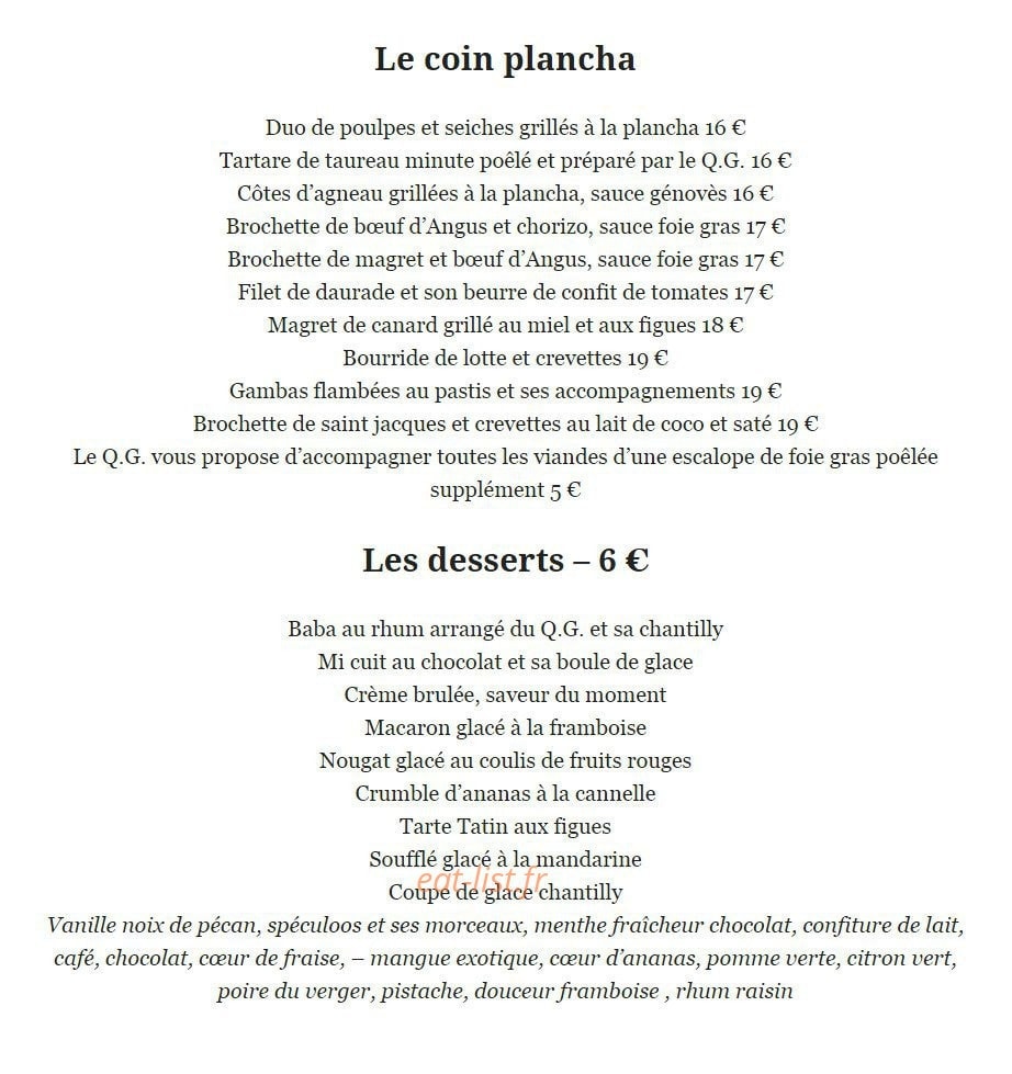 Le Q.G — carte page 2