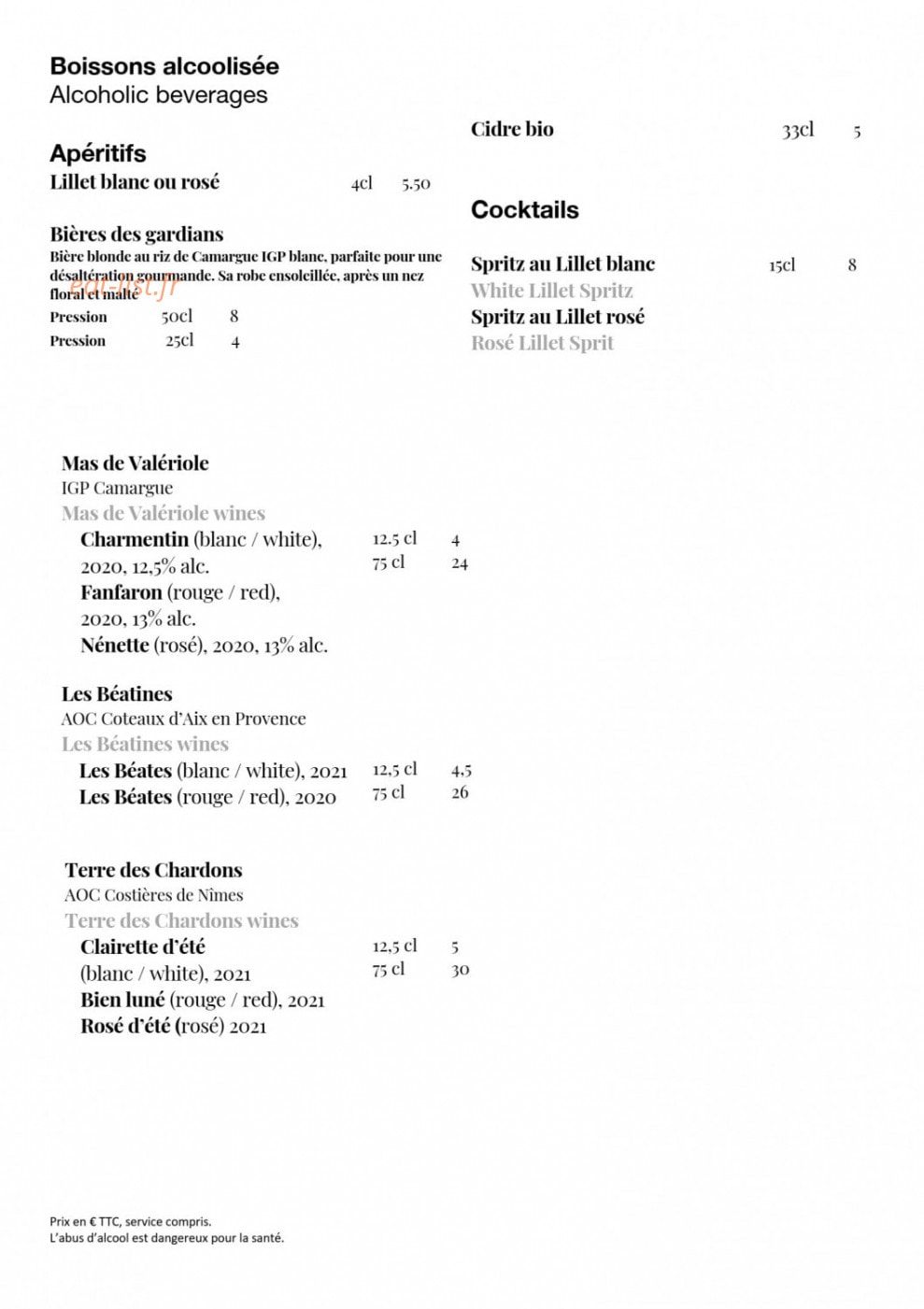 Le Réfectoire — carte page 5