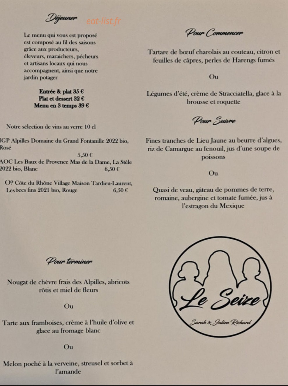 Le Seize — carte page 1