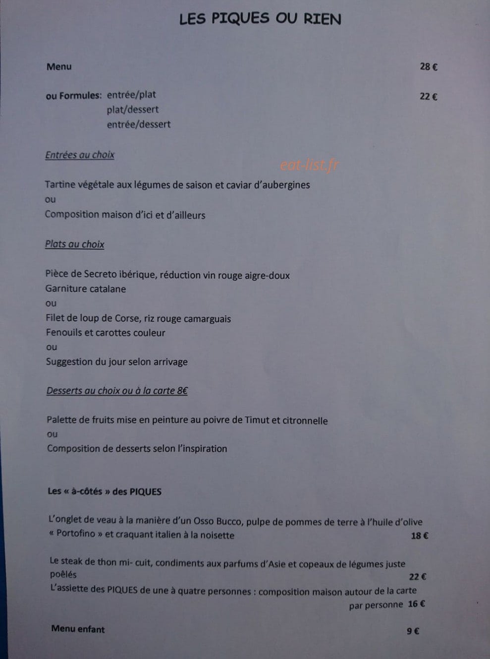 Les piques ou rien — carte page 1