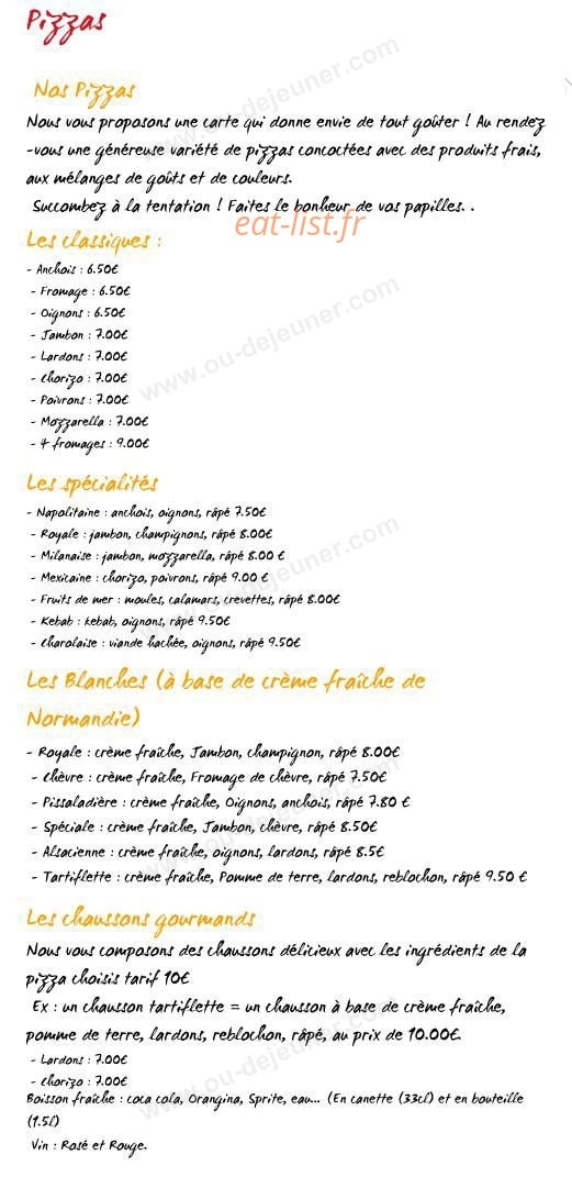 Pizza Sanchez — carte page 1