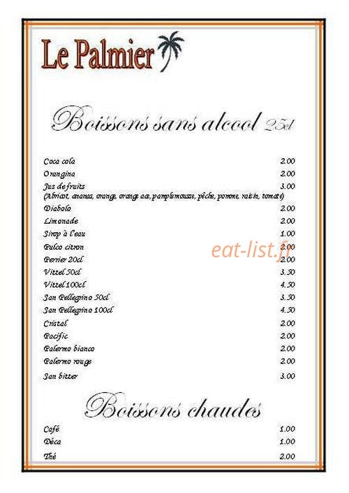 Restaurant le Palmier — carte page 7