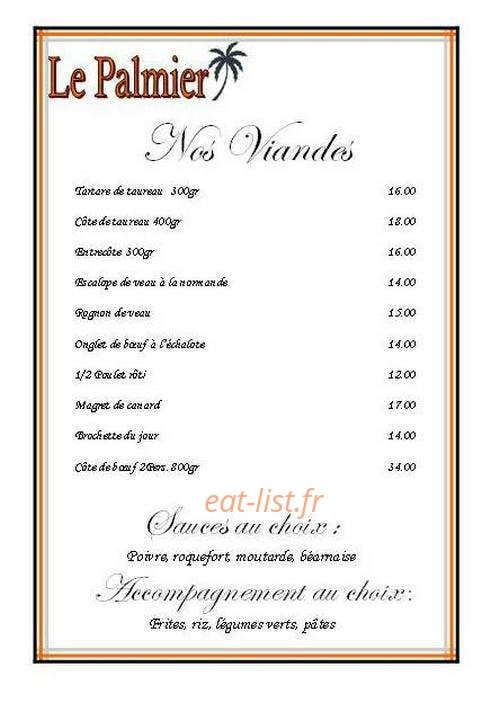 Restaurant le Palmier — carte page 4