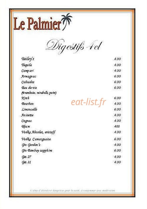 Restaurant le Palmier — carte page 6
