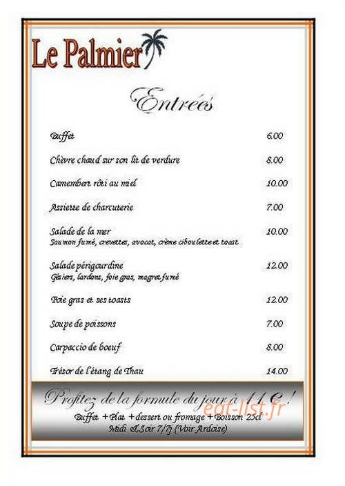 Restaurant le Palmier — carte page 3