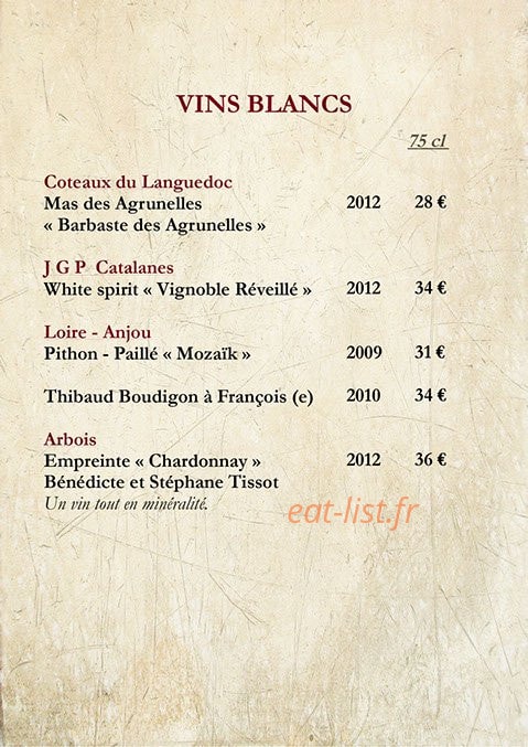 Café de la Place — carte page 17
