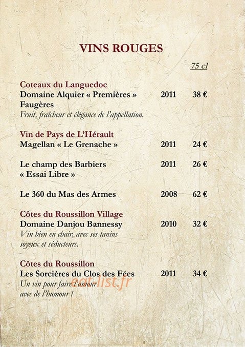 Café de la Place — carte page 9