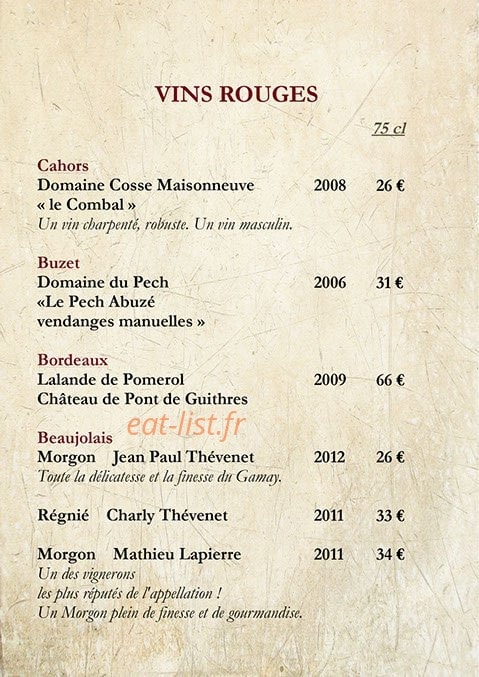Café de la Place — carte page 8