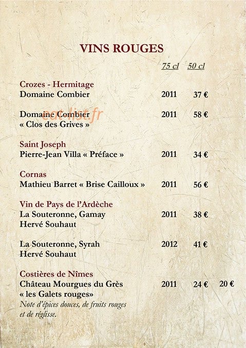 Café de la Place — carte page 7