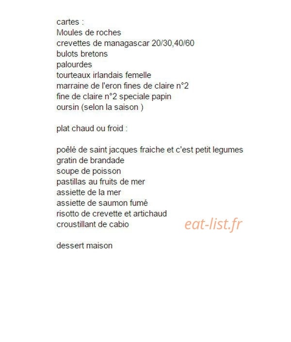 Carte et menu de Chez Gus coquillage et Crustacé à Saint Remy de Provence — Les moules, crevettes ...