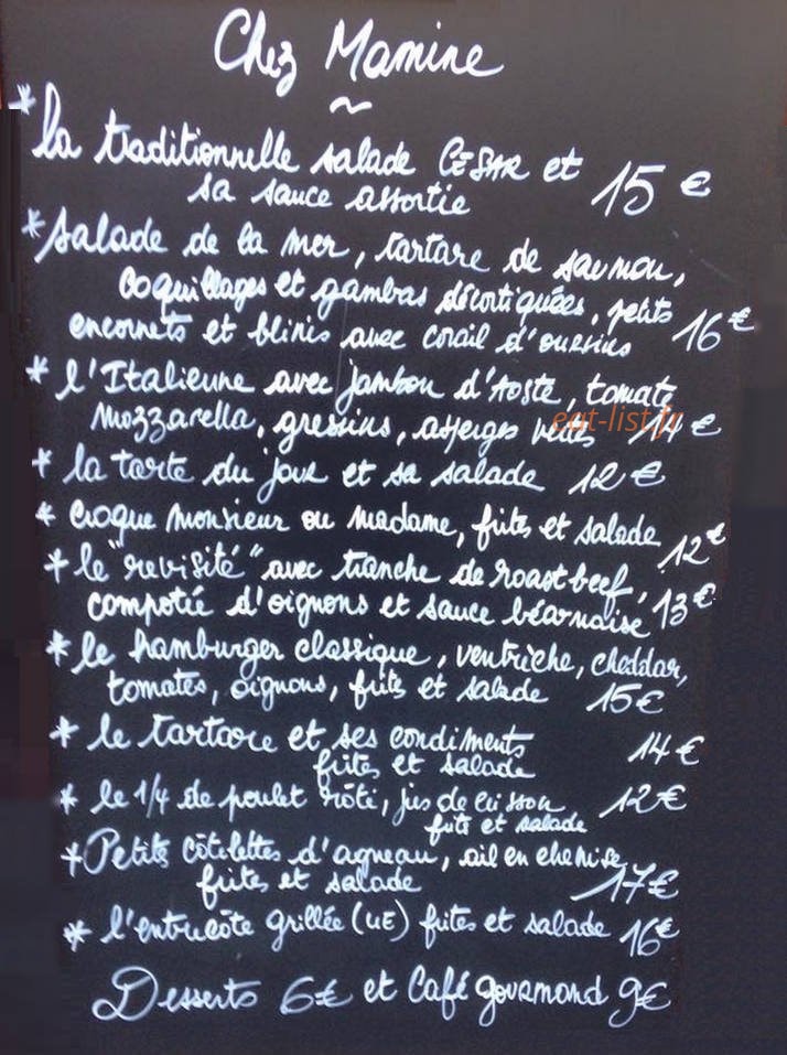 Chez Mamine — carte page 1