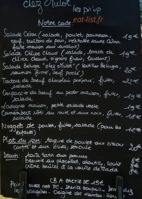 Chez Mulot les Pin'Up — carte page 1