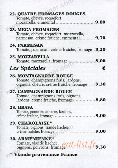 Glanum Pizza — carte page 4