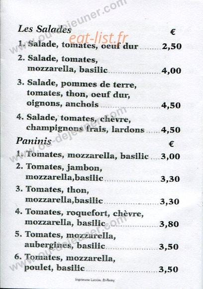 Glanum Pizza — carte page 6