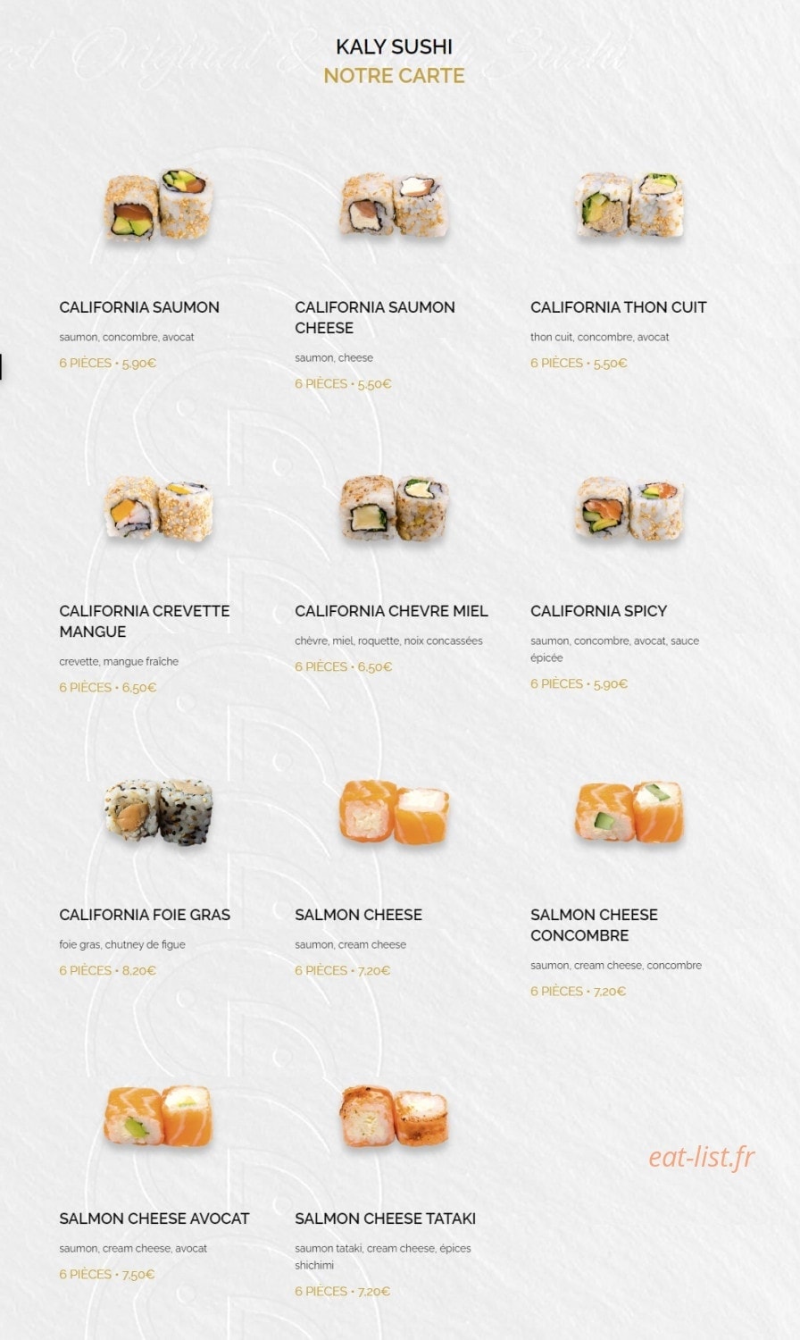 Kaly Sushi — carte page 12