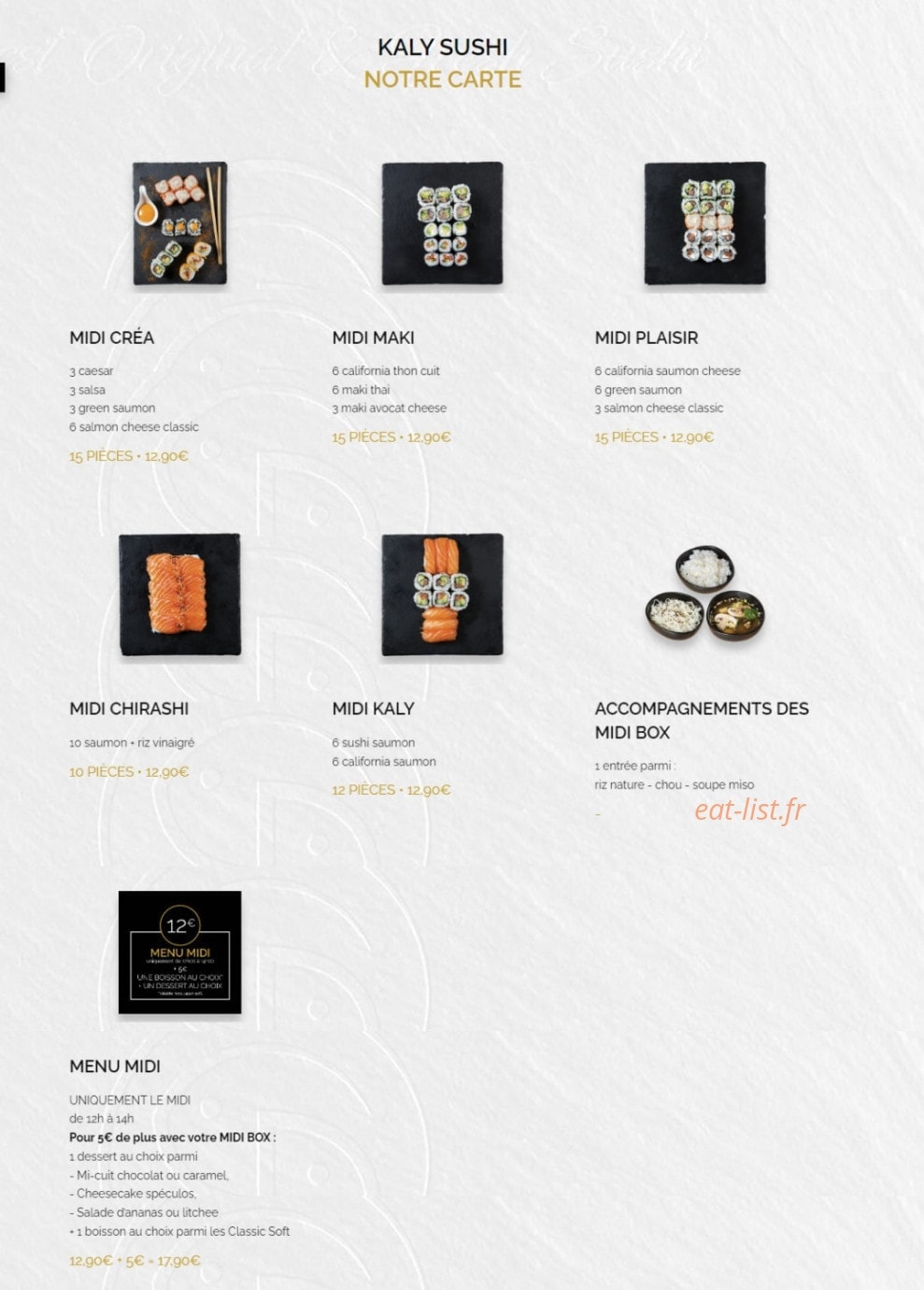 Kaly Sushi — carte page 1