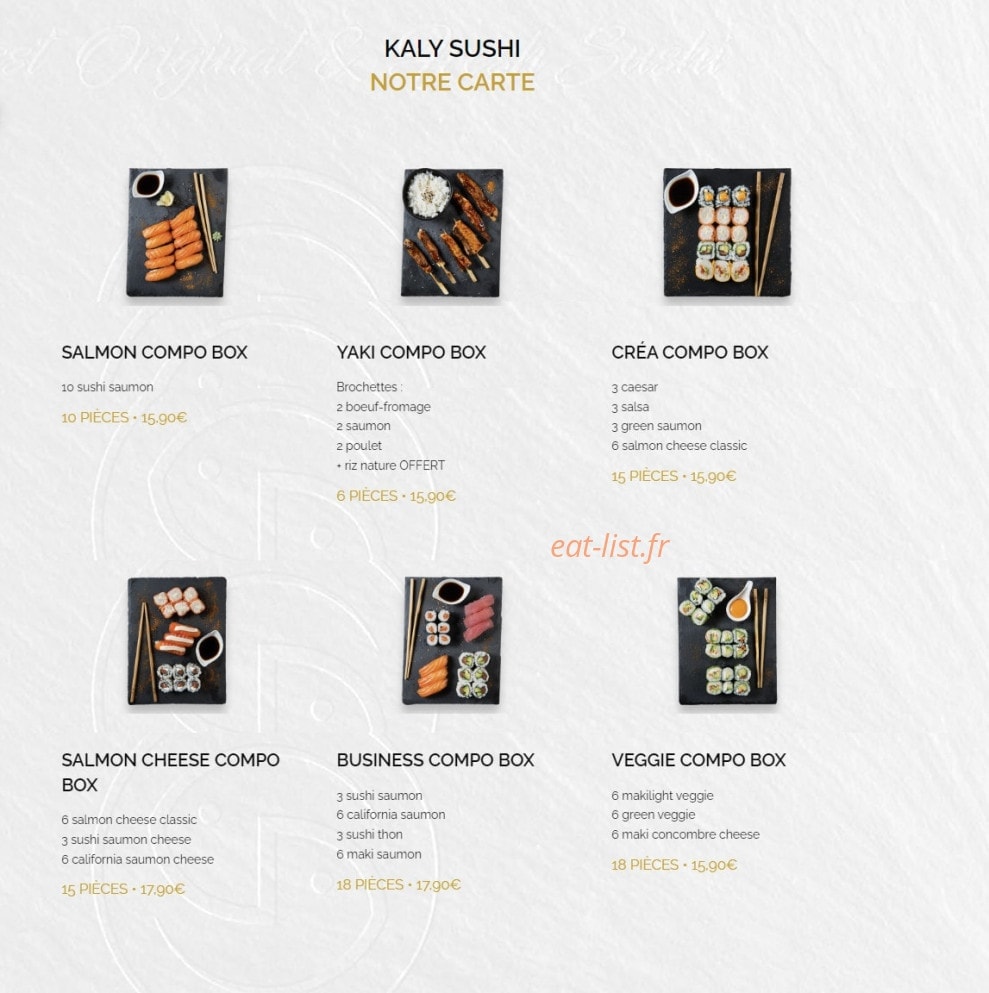 Kaly Sushi — carte page 2