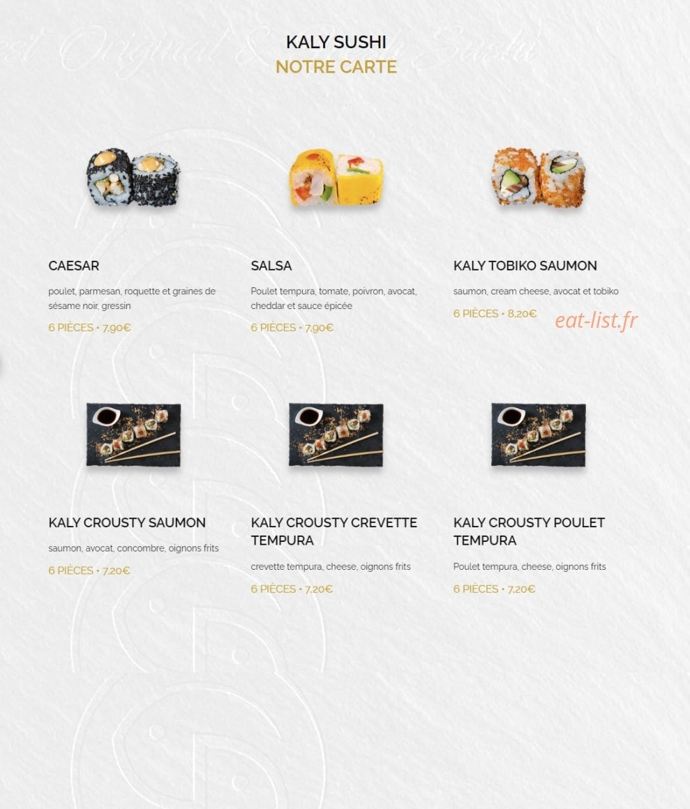 Kaly Sushi — carte page 14