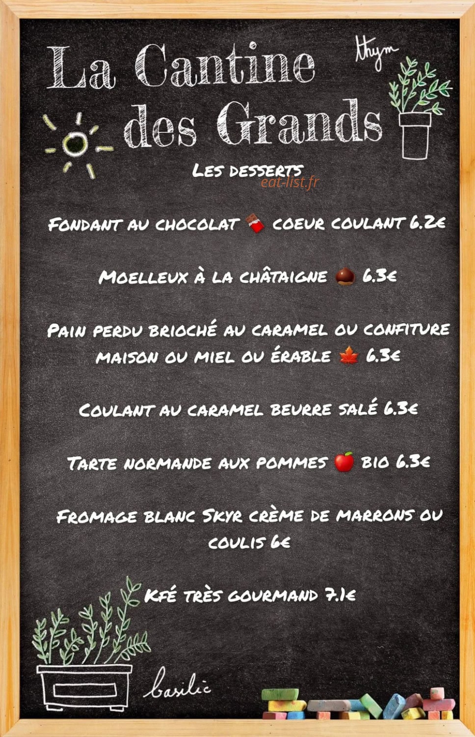 La cantine des grands — carte page 1