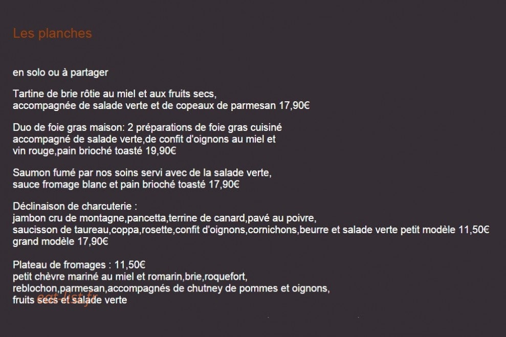 Le Bistrot de La Galine — carte page 2