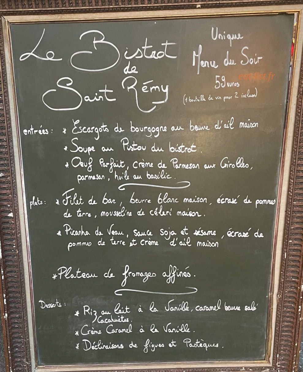 Le bistrot de Saint-remy — carte page 1