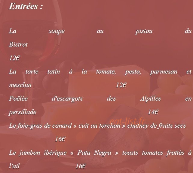 Le Bistrot Découverte — carte page 2