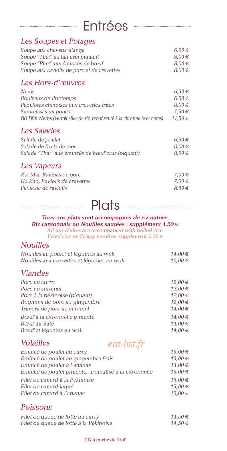 Le Mandarin — carte page 1