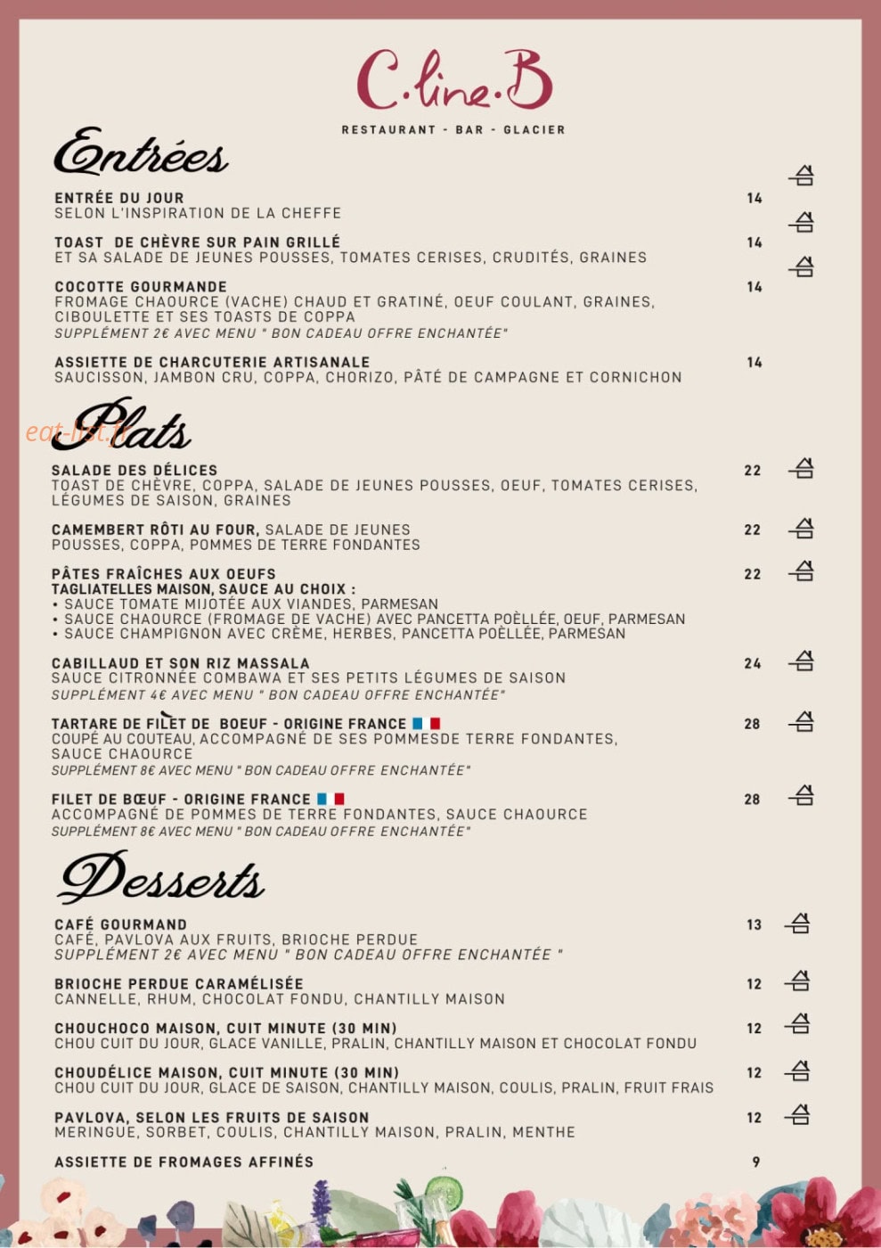 Les délices de c line b — carte page 1