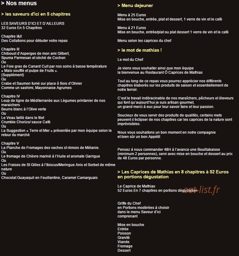 Ô Caprices de Mathias — carte page 2