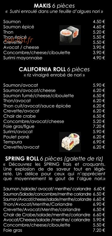 O-Sushi Bar — carte page 2