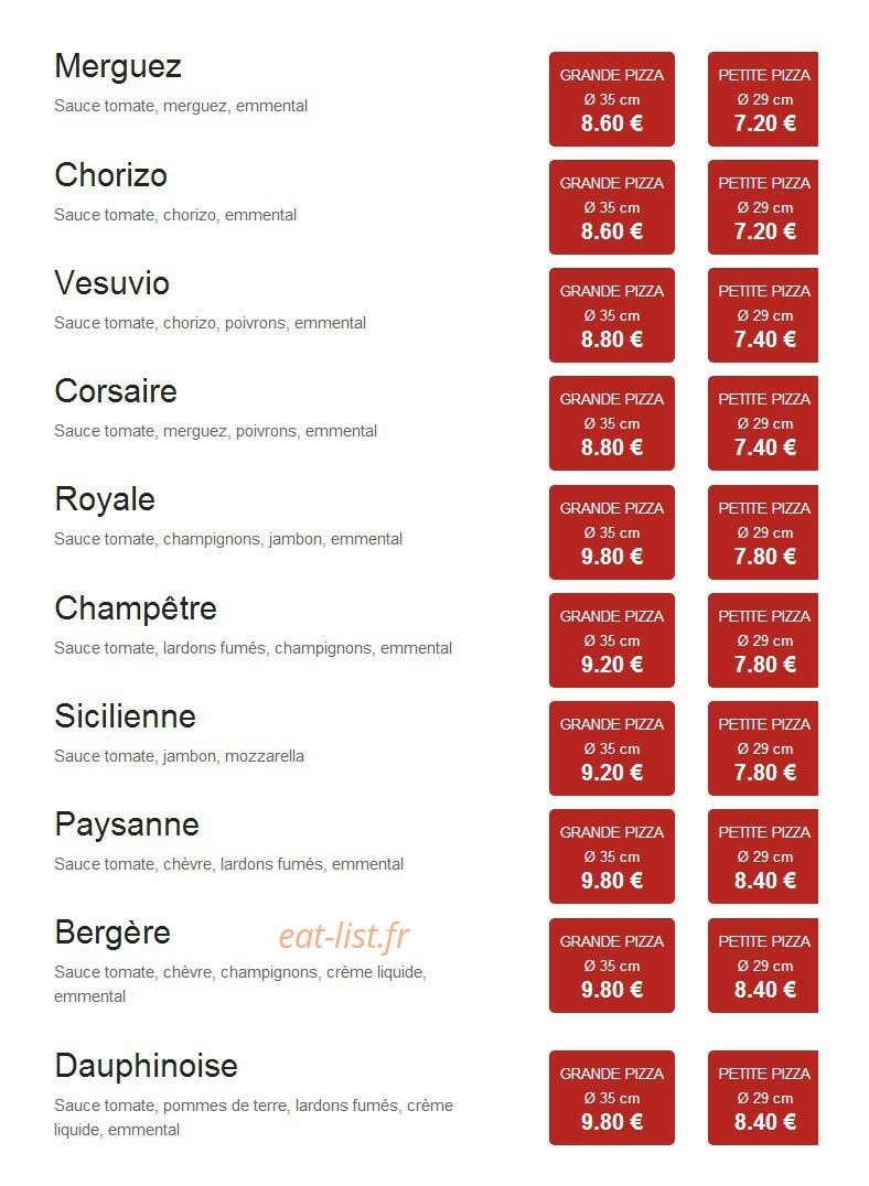Pizza Kings — carte page 2