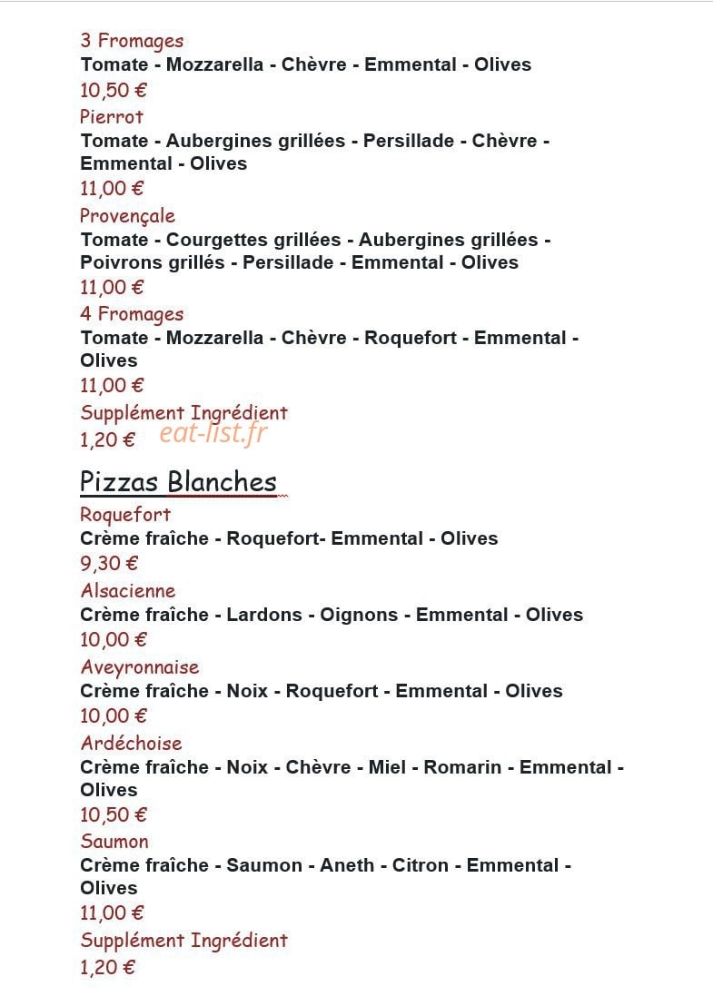Pizza Pierrot — carte page 3