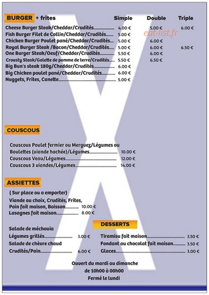 Sam's Délice — carte page 2