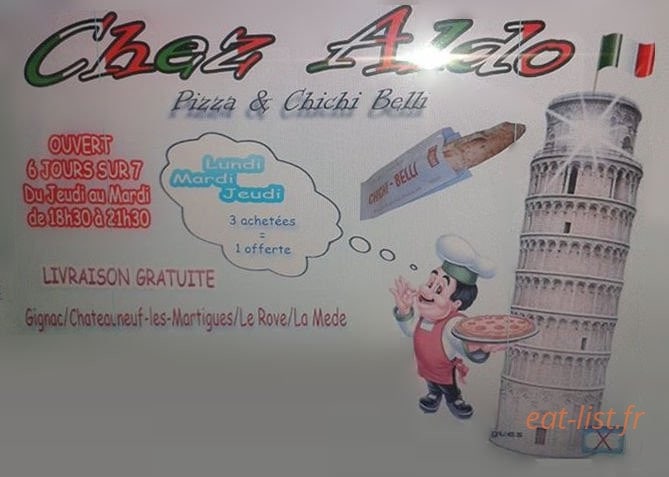carte et menu Pizza chez aldo et chichi belli Chateauneuf les Martigues