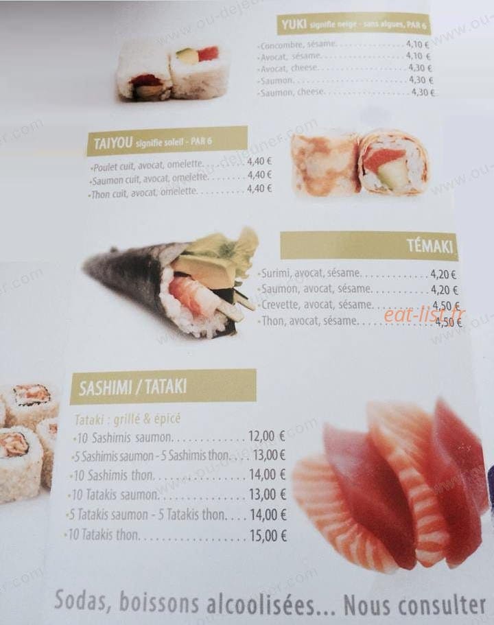Sushi beach — carte page 1