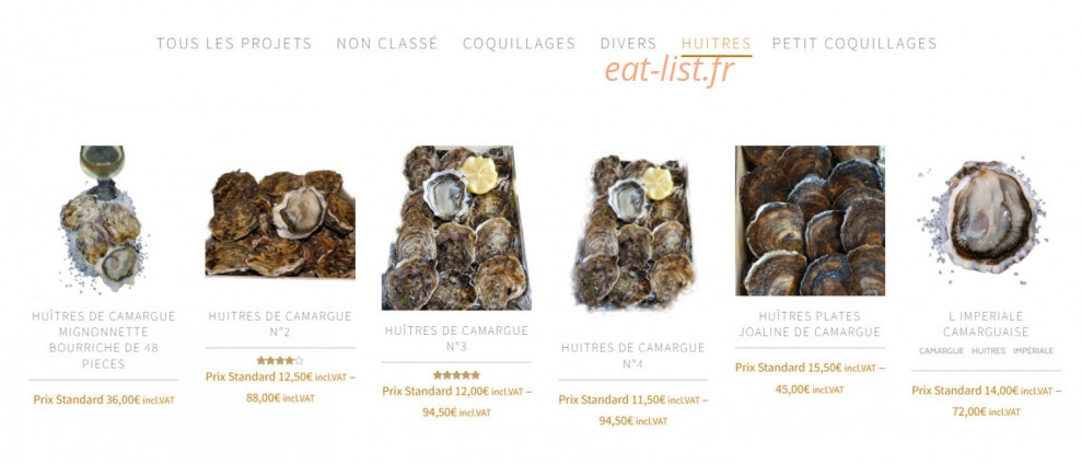 Carte et menu de Joaline Coquillages à Port Saint Louis du Rhone — Le huîtres
