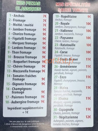Kalvine Pizza — carte page 2