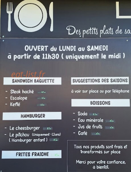 Le Coin Cuisine — carte page 1