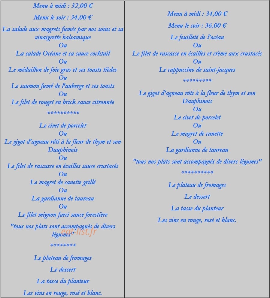 Auberge des Cavaliers — carte page 4