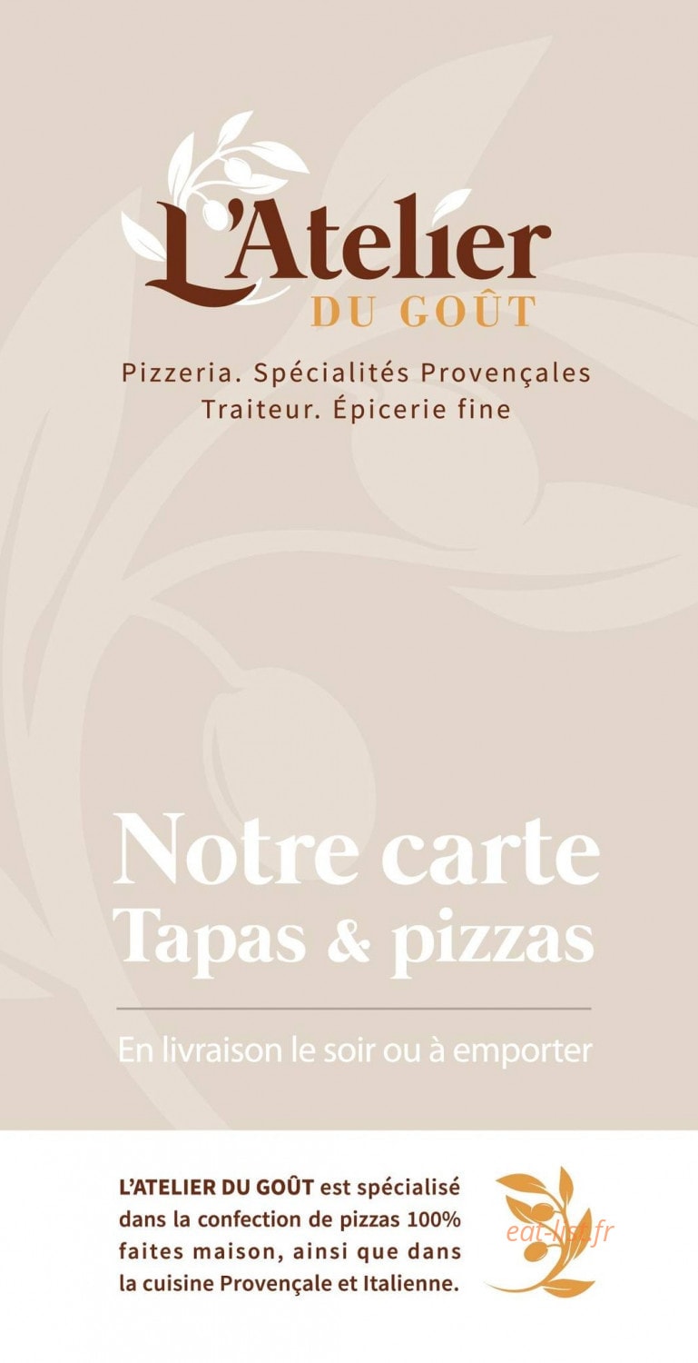 L’Atelier du Goût — carte page 1