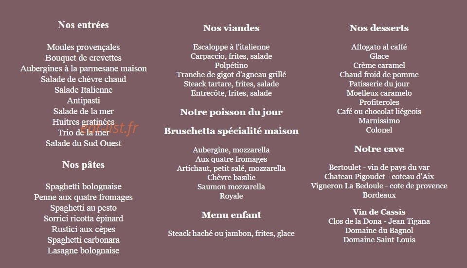 Chez Zatti — carte page 1