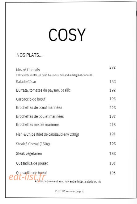 Cosy — carte page 2