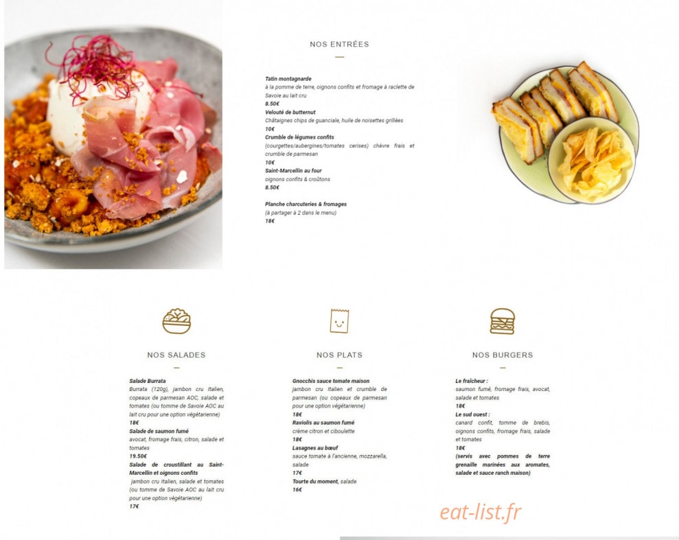 L'atelier Gastronomique — carte page 1