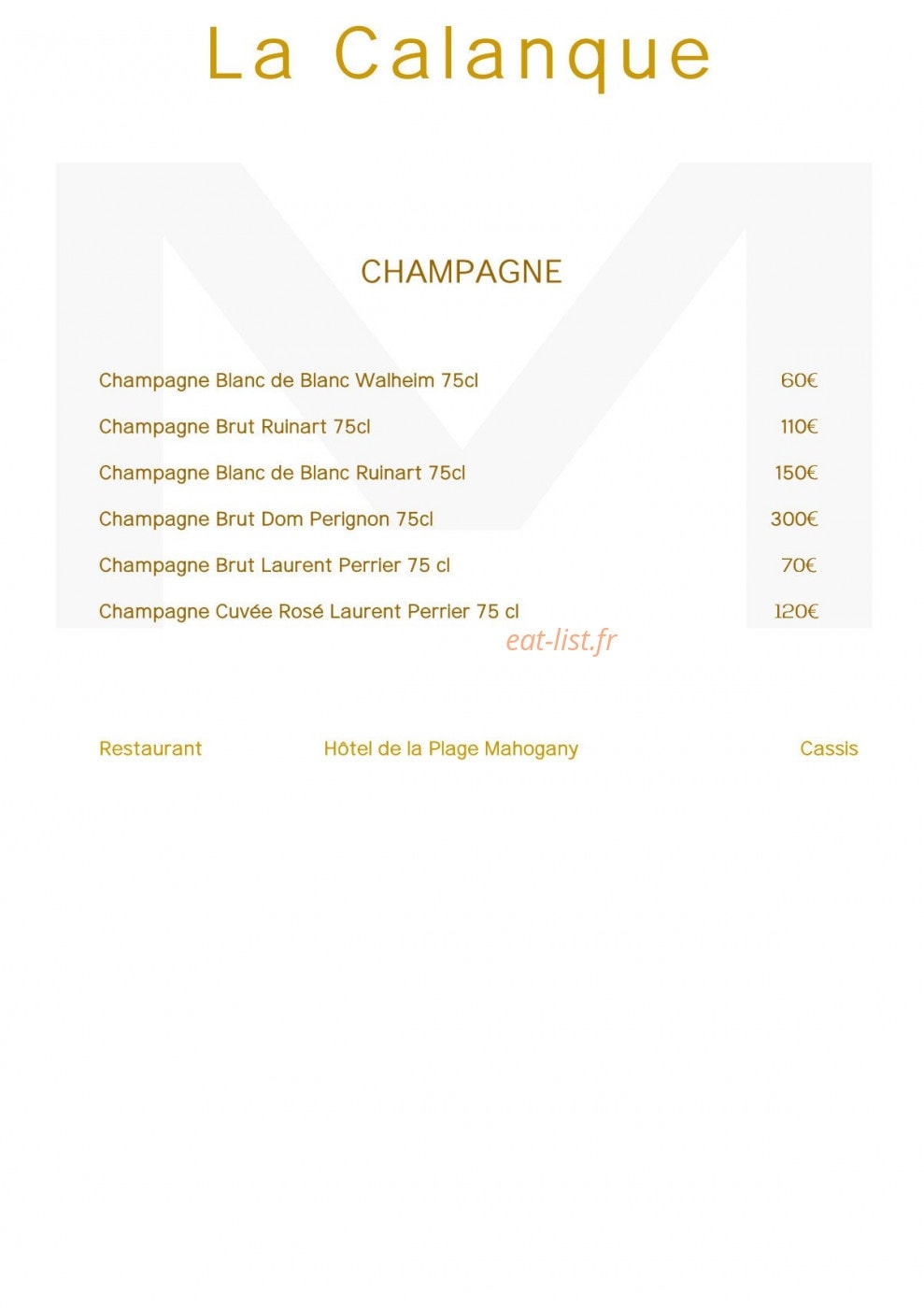 La Calanque M — carte page 6