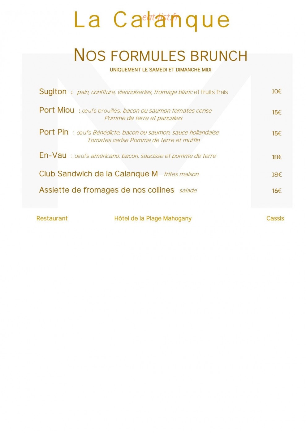 La Calanque M — carte page 7