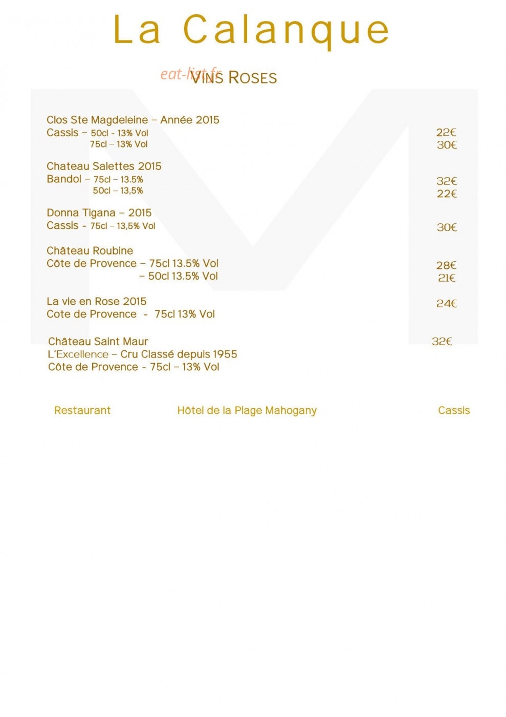 La Calanque M — carte page 5