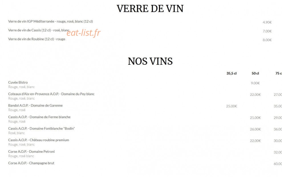 Le Bistro — carte page 4