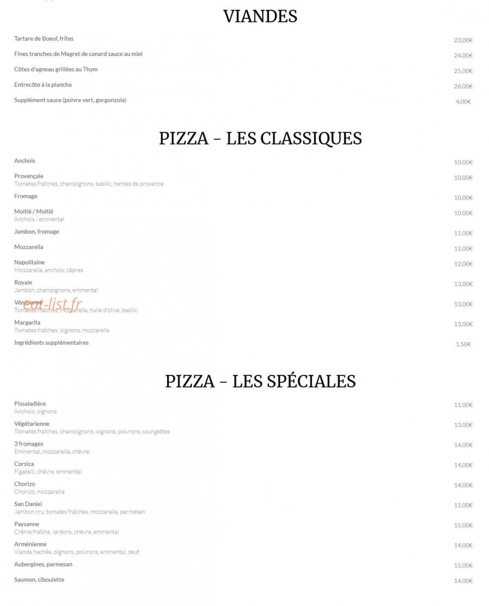 Le Bistro — carte page 2